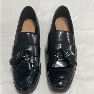Zara‎ Black Leather Loafers with Tassels